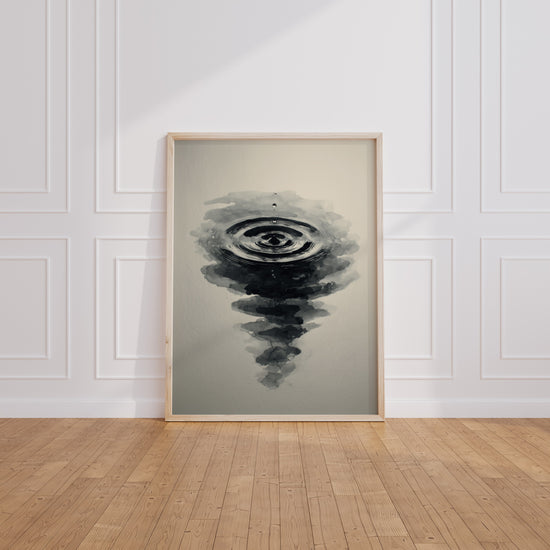 Poster Ondes d'eau - Sérénité à l'encre de Chine noir et blanc — Vierge - living-room