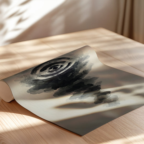 Poster Ondes d'eau - Sérénité à l'encre de Chine noir et blanc — Vierge - poster-enroullé