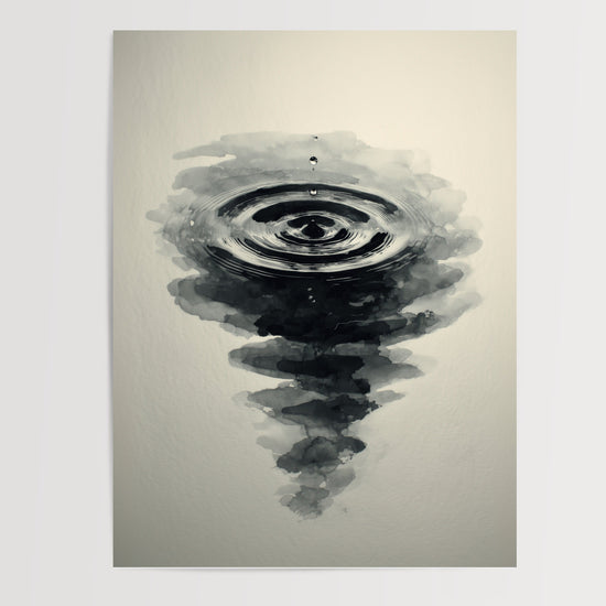 Poster Ondes d'eau - Sérénité à l'encre de Chine noir et blanc — Vierge - poster-presentation-produit