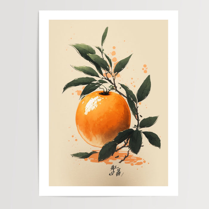 Poster Orange - Fruit lumineux et éclat vitaminé en cuisine — Vierge - poster-presentation-produit — passe-partout blanc