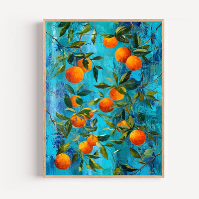 Mediterranean Orange Tree Poster - Bright, sunlit kitchen decor