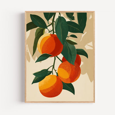 Pop Art Oranges Poster – Bright Orange Fruit Print for Kitchen