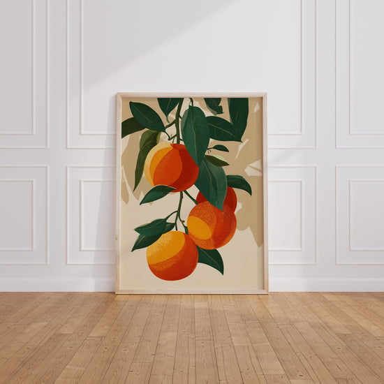 Poster Oranges pop art - Fruits gorgés de soleil pour la cuisine — Vierge - living-room