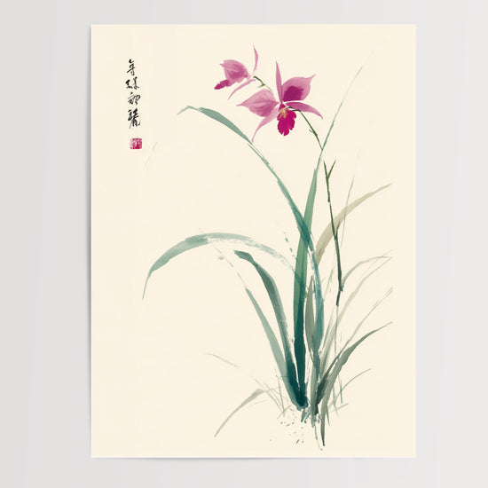 Poster Orchidée - Douceur zen d'une encre rose et verte — Vierge - poster-presentation-produit