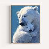 Poster Ours & ourson - Un câlin bleu pour veiller sur ses rêves