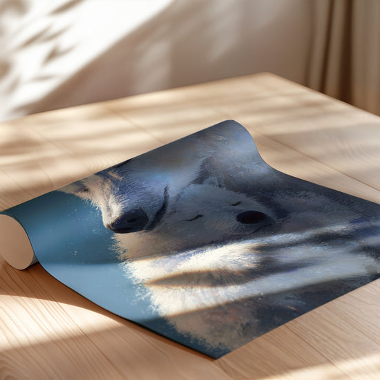 Poster Ours & ourson - Un câlin bleu pour veiller sur ses rêves — Vierge - poster-enroullé