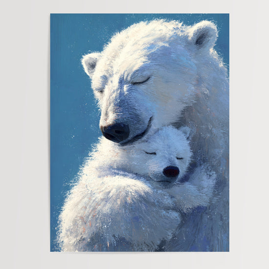 Poster Ours & ourson - Un câlin bleu pour veiller sur ses rêves — Vierge - poster-presentation-produit