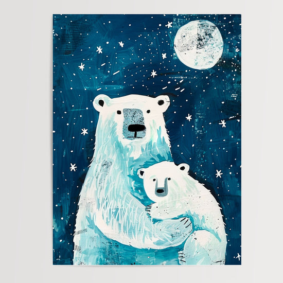 Poster Ours polaire - Câlin sous un ciel étoilé pour chambre bébé — Vierge - poster-presentation-produit