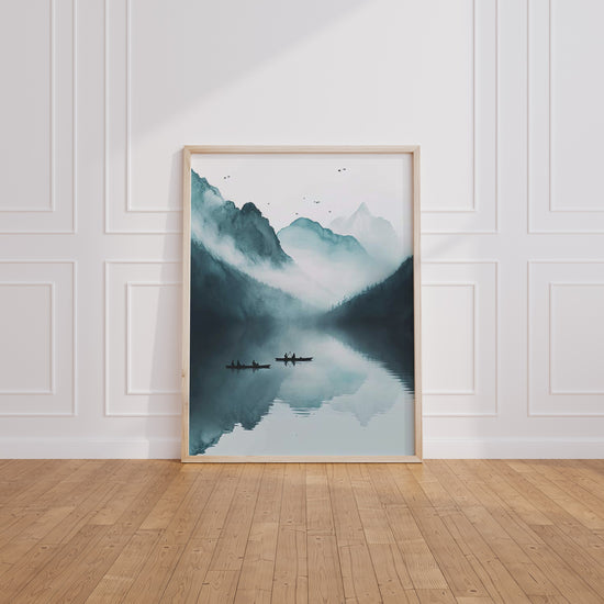 Poster Pêcheurs thaïlandais - Sérénité bleue sur un lac paisible — Vierge - living-room