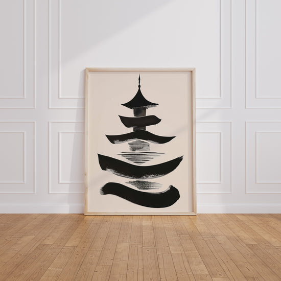 Poster Pagode japonaise - Silhouette à l'encre au souffle zen — Vierge - living-room