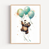 Poster Panda - Un envol tout doux dans un ciel pastel