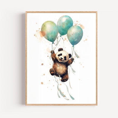 Panda Balloon Poster in a Pastel Sky