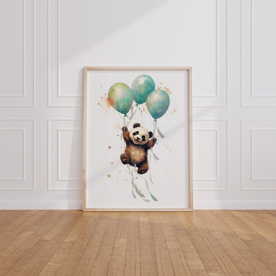 Poster Panda - Un envol tout doux dans un ciel pastel — Vierge - living-room