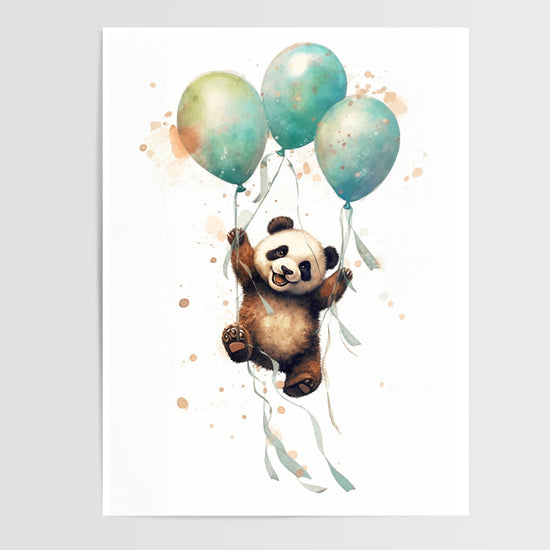Poster Panda - Un envol tout doux dans un ciel pastel — Vierge - poster-presentation-produit