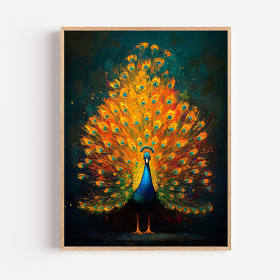 Pfau Poster – Königspfau mit schillerndem Gefieder
