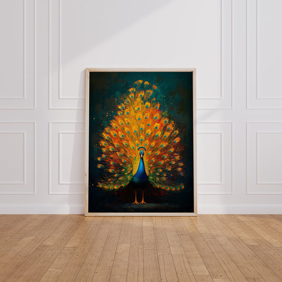 Poster Paon royal - L'éclat d'un plumage aux mille reflets — Vierge - living-room
