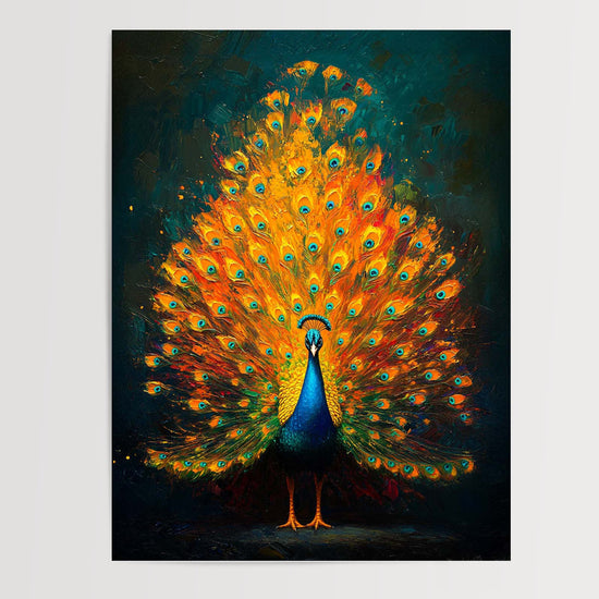 Poster Paon royal - L'éclat d'un plumage aux mille reflets — Vierge - poster-presentation-produit