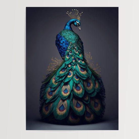 Poster Paon royal - L'éclat irisé d'un oiseau majestueux — Vierge - poster-presentation-produit