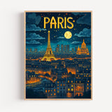 Poster Paris nocturne - La Tour Eiffel sous le charme de la nuit