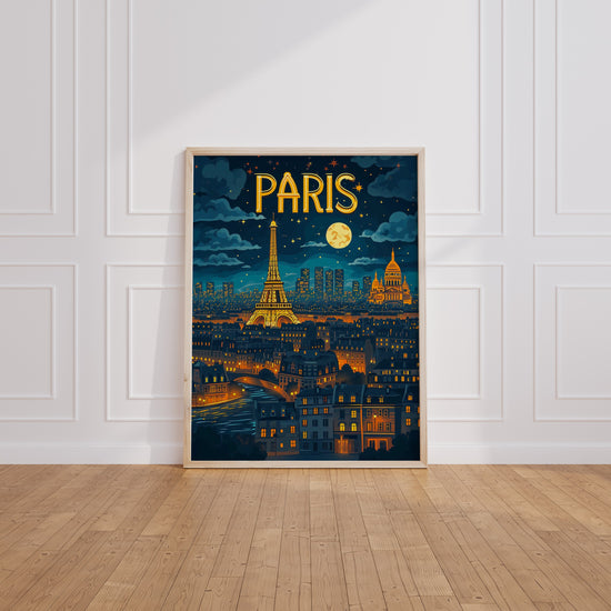Poster Paris nocturne - La Tour Eiffel sous le charme de la nuit — Vierge - living-room
