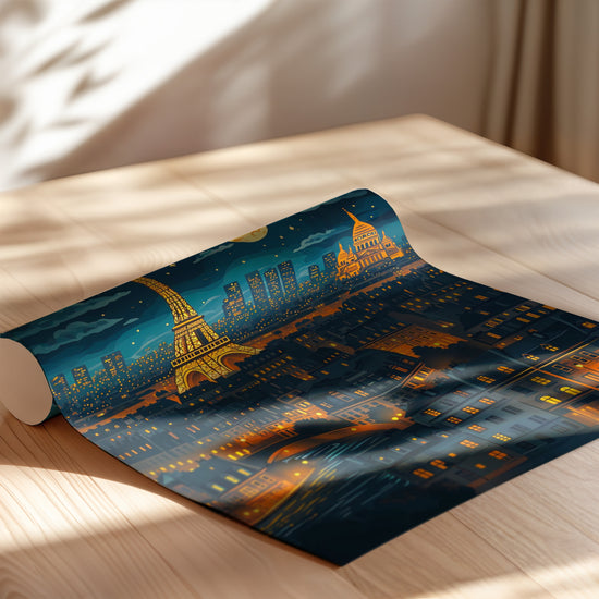 Poster Paris nocturne - La Tour Eiffel sous le charme de la nuit — Vierge - poster-enroullé