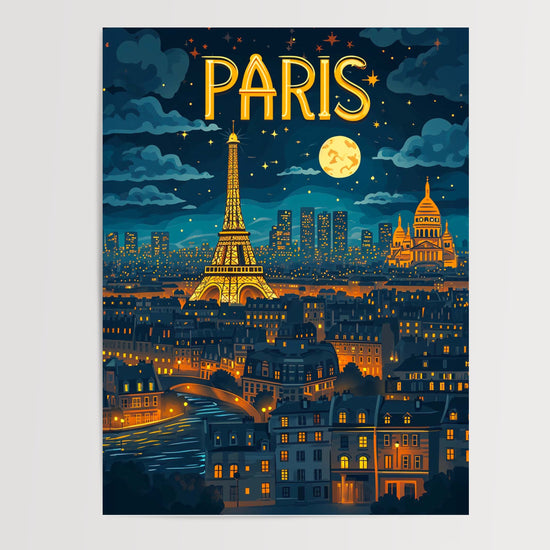 Poster Paris nocturne - La Tour Eiffel sous le charme de la nuit — Vierge - poster-presentation-produit