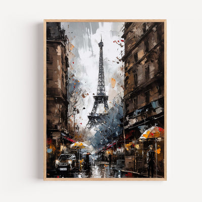 Eiffelturm Poster – Blick entlang einer Pariser Haussmann-Straße