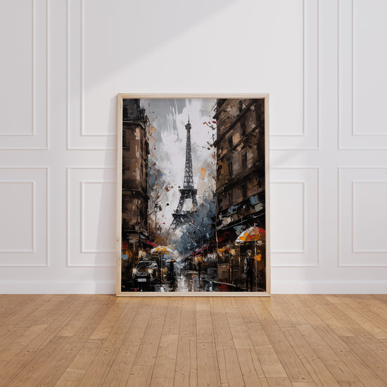 Poster Paris & Tour Eiffel - Une rue parisienne au charme haussmannien — Vierge - living-room