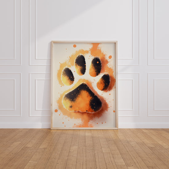 Poster Patte de chien - Empreinte tendre en aquarelle orangée — Vierge - living-room