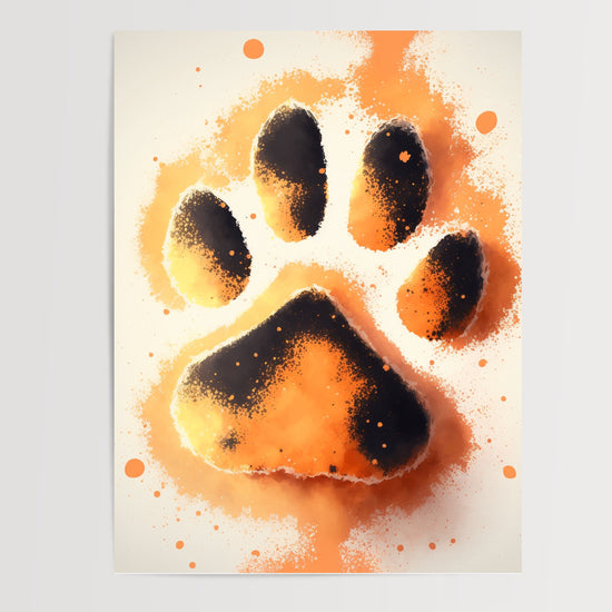Poster Patte de chien - Empreinte tendre en aquarelle orangée — Vierge - poster-presentation-produit