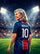 Poster personnalisé foot : femme senior souriante en maillot parisien, prénom et numéro 10 floqués dans le dos