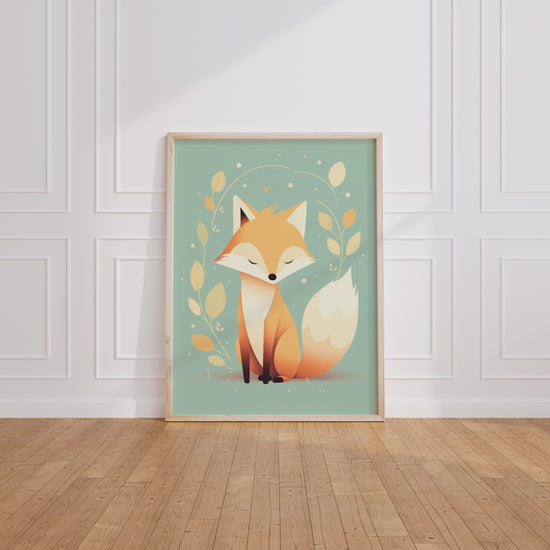 Poster Petit Renard - Douceur pastel pour rêver éveillé — Vierge - living-room