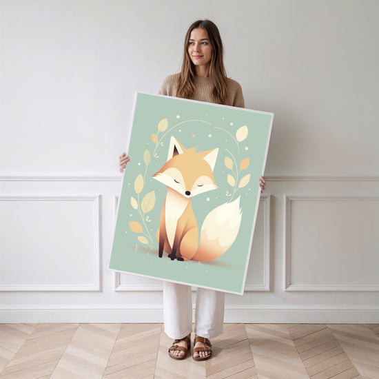 Poster Petit Renard - Douceur pastel pour rêver éveillé — Vierge - poster-femme-debout