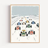 Poster Petites voitures de course - Illustration joyeuse pour chambre d'enfant