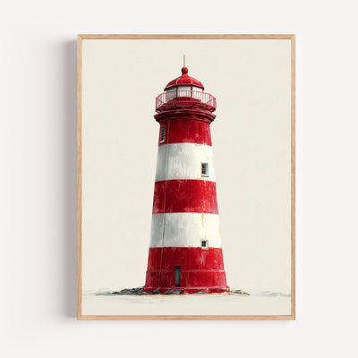 Leuchtturm Poster rot-weiß – maritime Wanddeko