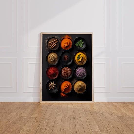 Poster Épices du monde - Un voyage de couleurs et de parfums — Vierge - living-room