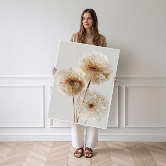 Poster Pissenlits dorés - Douceur d'un souffle de vent — Vierge - poster-femme-debout