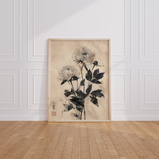 Poster Pivoines chinoises - Encre délicate et esprit ancien — Vierge - living-room
