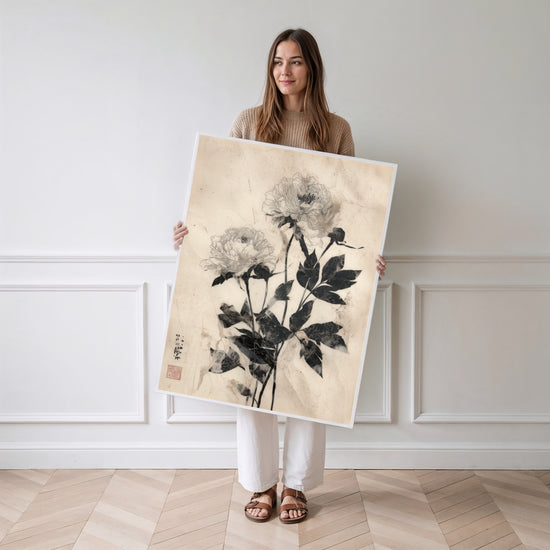 Poster Pivoines chinoises - Encre délicate et esprit ancien — Vierge - poster-femme-debout