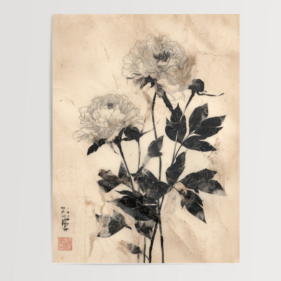 Poster Pivoines chinoises - Encre délicate et esprit ancien — Vierge - poster-presentation-produit