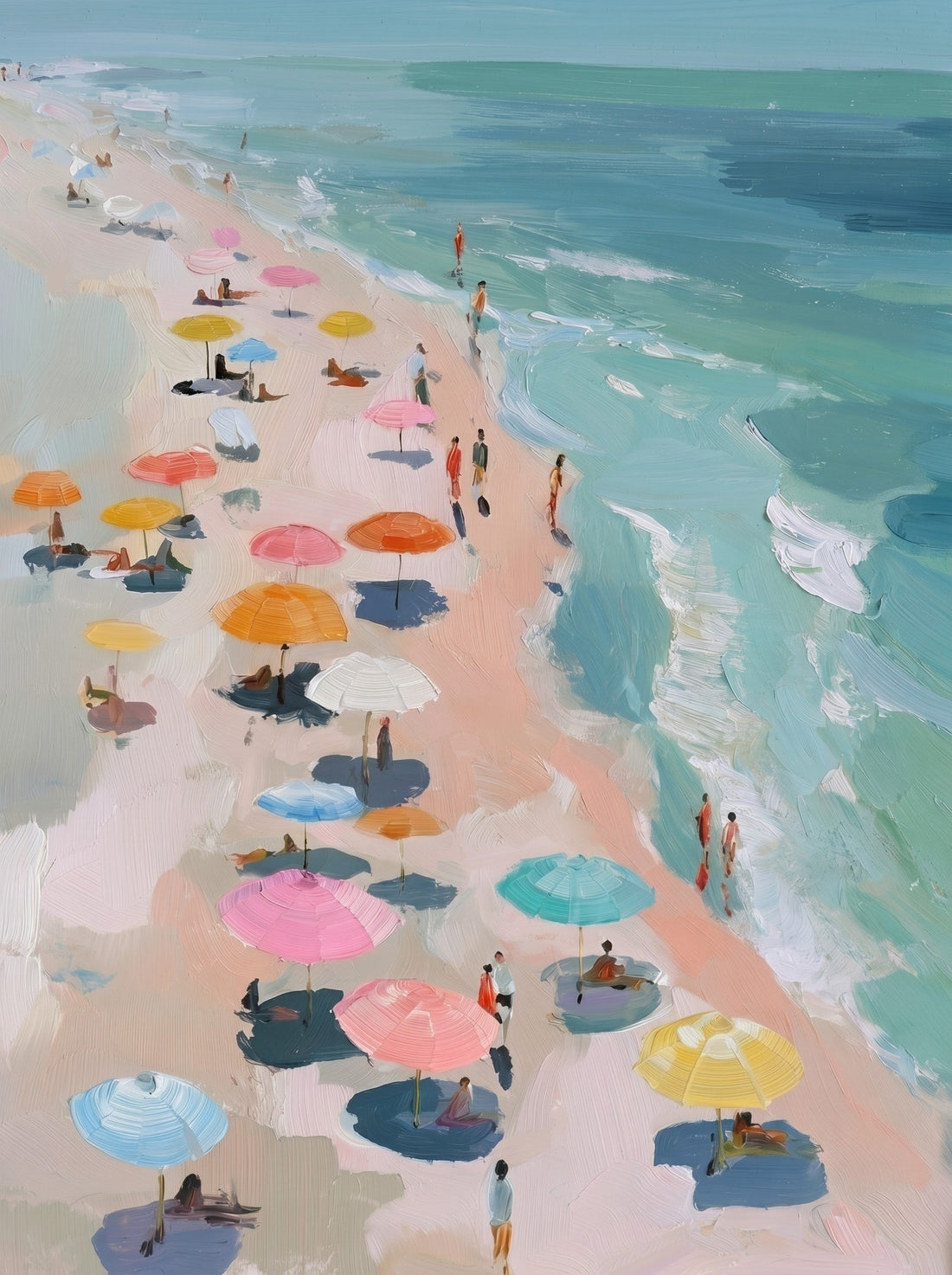 Poster Plage aux parasols - Mer turquoise et lumière d'été