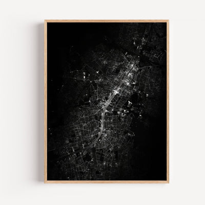 Stadtplan-Poster – Luftaufnahme in Schwarz-Weiß