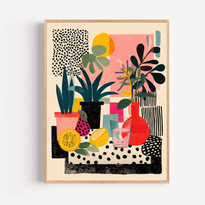 Poster Plantes en pot - Fraîcheur pop aux fruits exotiques