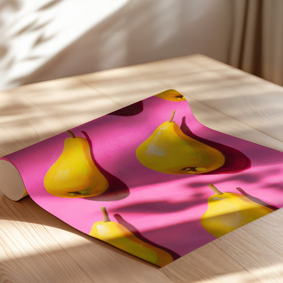Poster Poires pop - Éclat de jaune et de rose en cuisine — Vierge - poster-enroullé