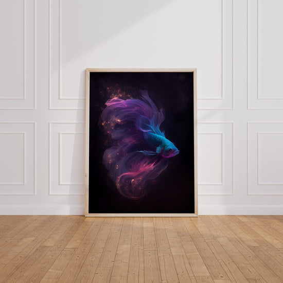 Poster Poisson combattant - Ballet irisé dans un ciel étoilé — Vierge - living-room