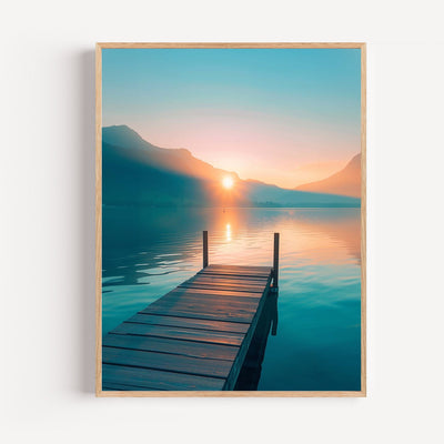 Póster Puente sobre el Lago - Serenidad de un paisaje en reposo
