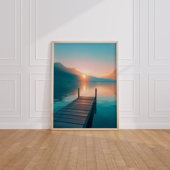 Poster Pont sur lac - Douceur d'un paysage au repos — Vierge - living-room