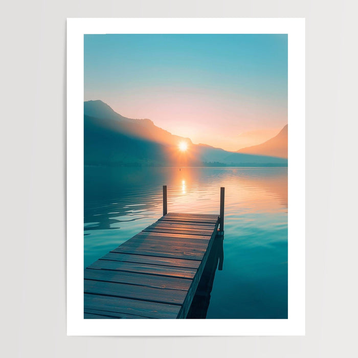 Poster Pont sur lac - Douceur d'un paysage au repos — Vierge - poster-presentation-produit — passe-partout blanc
