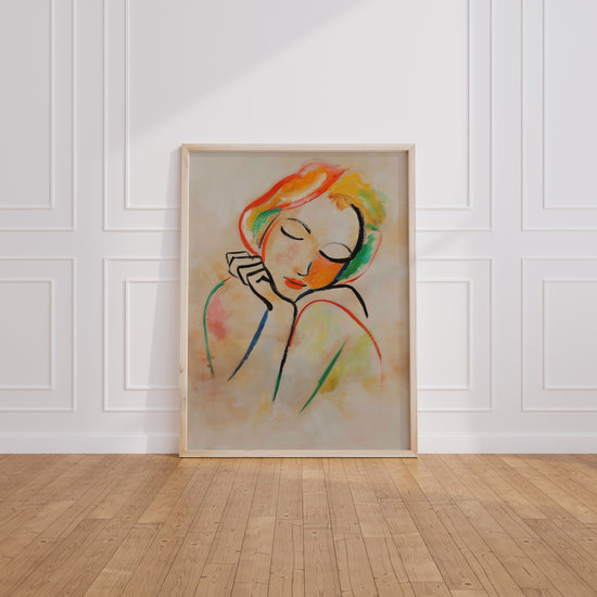 Poster Frauenporträt in Pastell – Wohnzimmer Deko, Wandbild