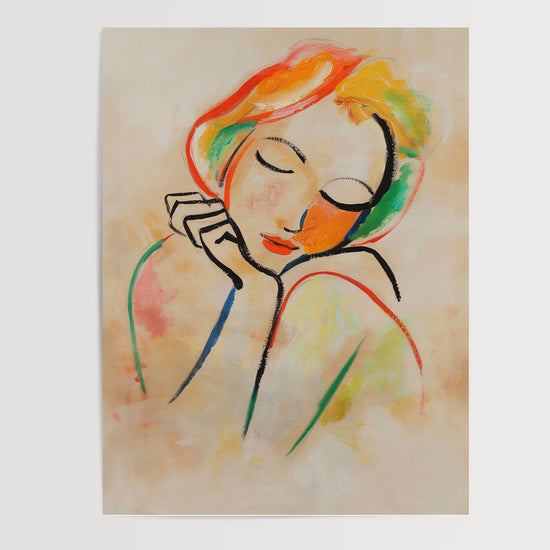 Line-Art Poster Frauenporträt – Freisteller, Produktansicht